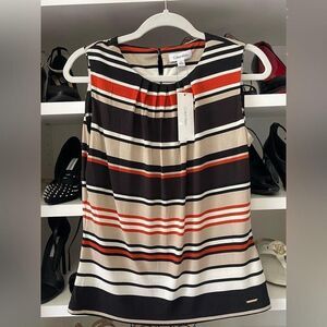 Calvin-klein Women's Black and White Blouse